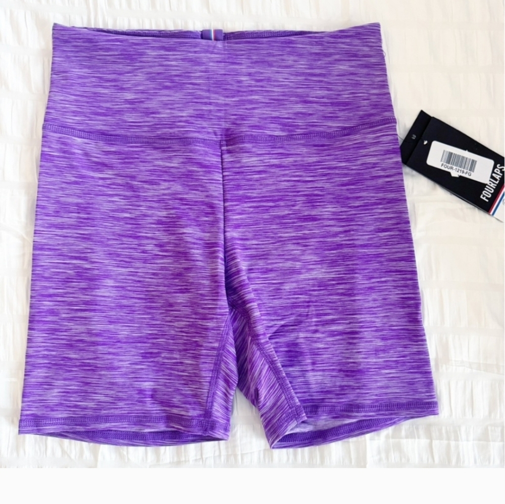 NWT Fourlaps Arc Shorts Biker Purple Space Dye Size Xxl 6” inseam Workout New